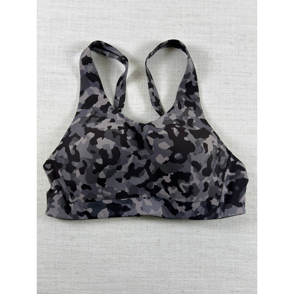 Athleta‎ Camo Sports Bra Gray Black Camouflage Adjustable 34B